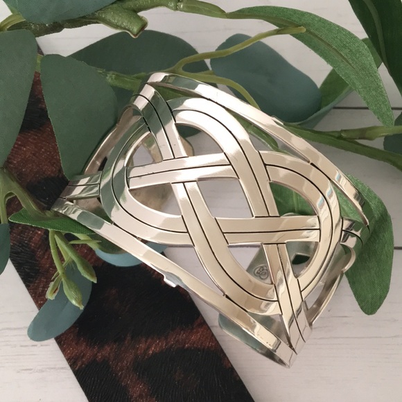 Brighton Jewelry - Brighton Christo Interlok Wide Cuff Bracelet With Reversible Leather Insert